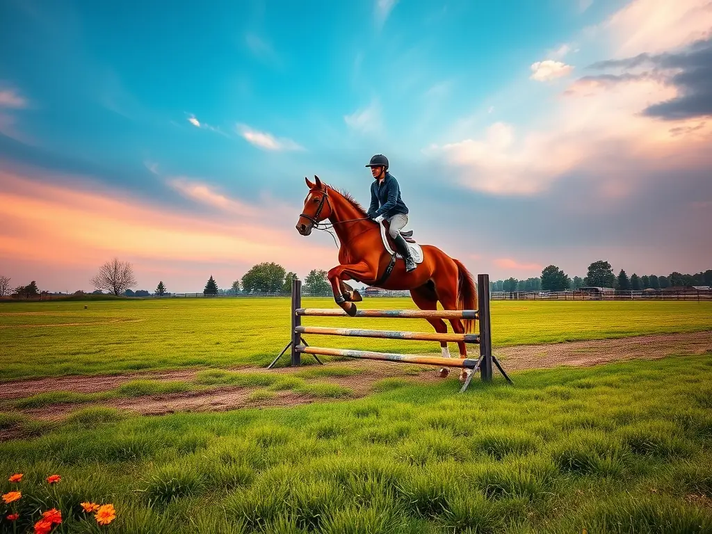 A person smiling while riding a horse in a sunny field, showcasing the joy and freedom of equestrian activities.